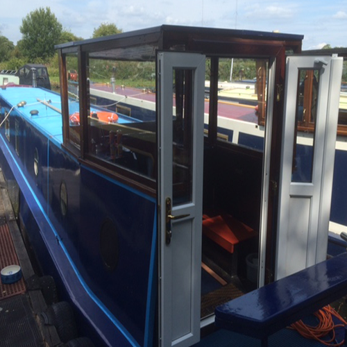 Boat Upvc Doors - Style 7 - Midrail - Top Glass and Bottom Panel