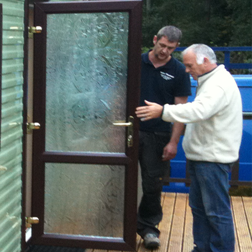 Static Caravan Upvc Doors - Style 2 - Midrail - Top Glass and Bottom Glass