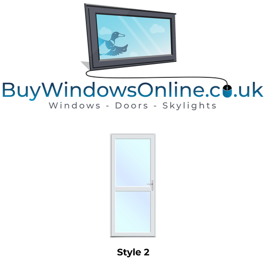 Shed Upvc Doors - Style 2 - Midrail - Top Glass and Bottom Glass