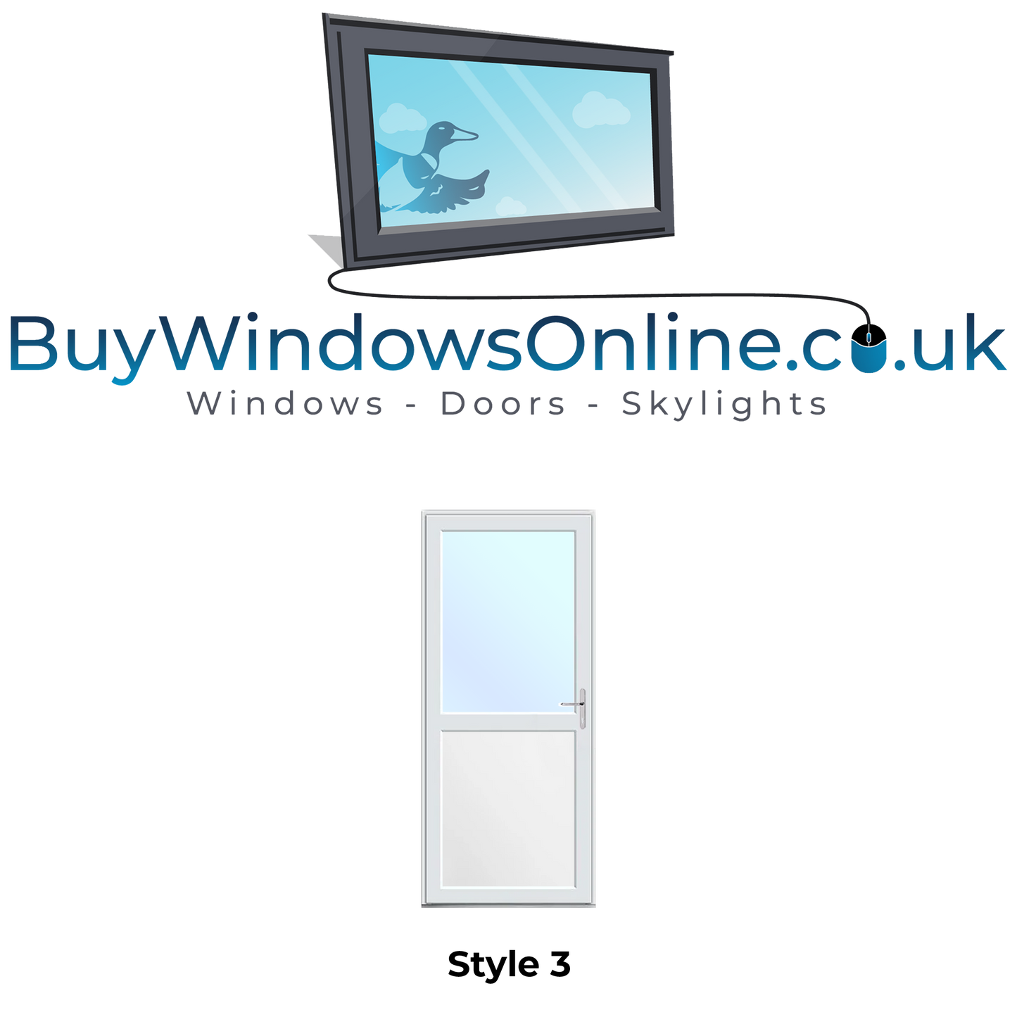 Static Caravan Upvc Doors - Style 3 - Midrail - Top Glass and Bottom Panel