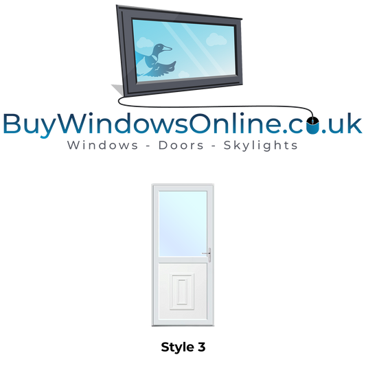 Shed Upvc Doors - Style 3 - Midrail - Top Glass and Bottom Panel