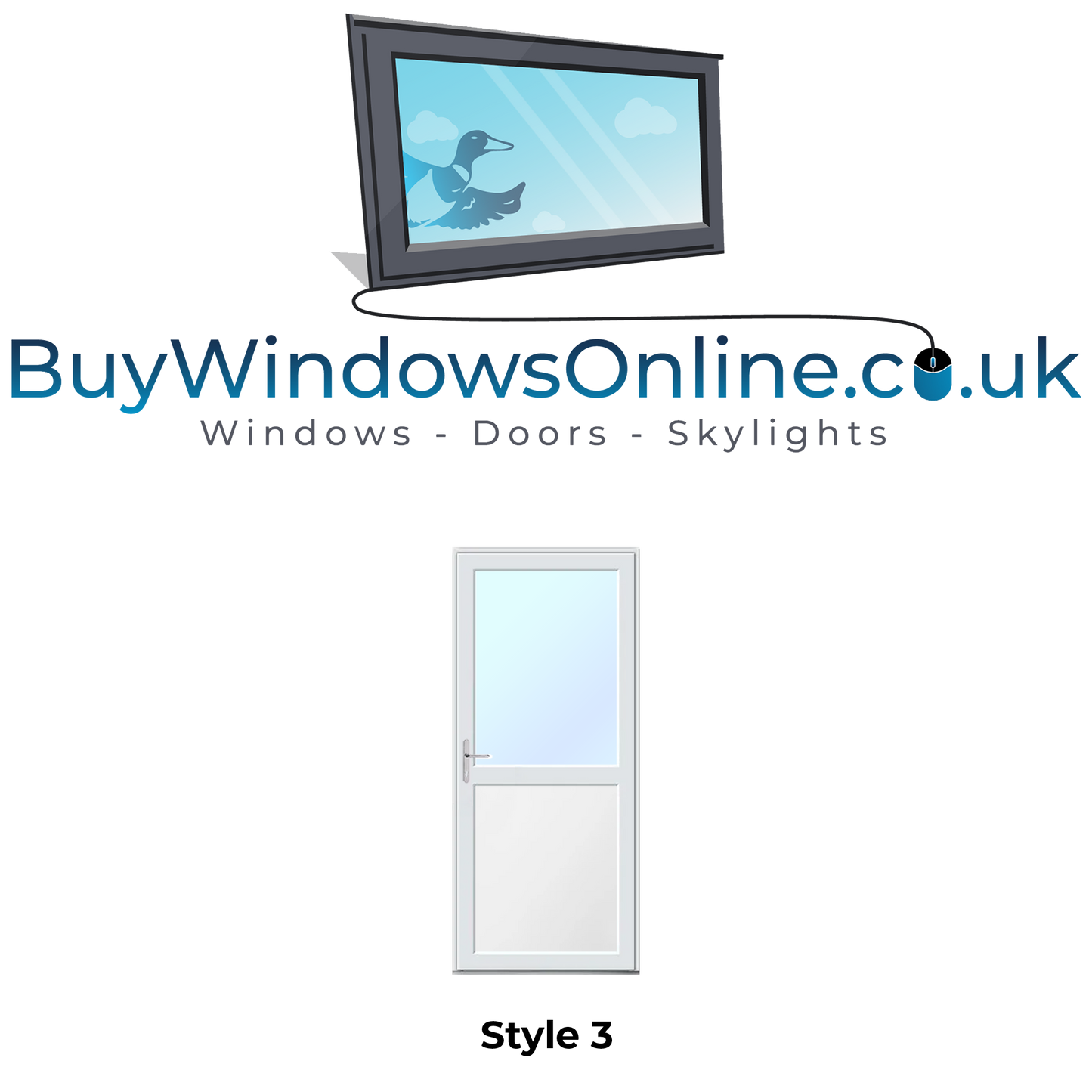 Static Caravan Upvc Doors - Style 3 - Midrail - Top Glass and Bottom Panel