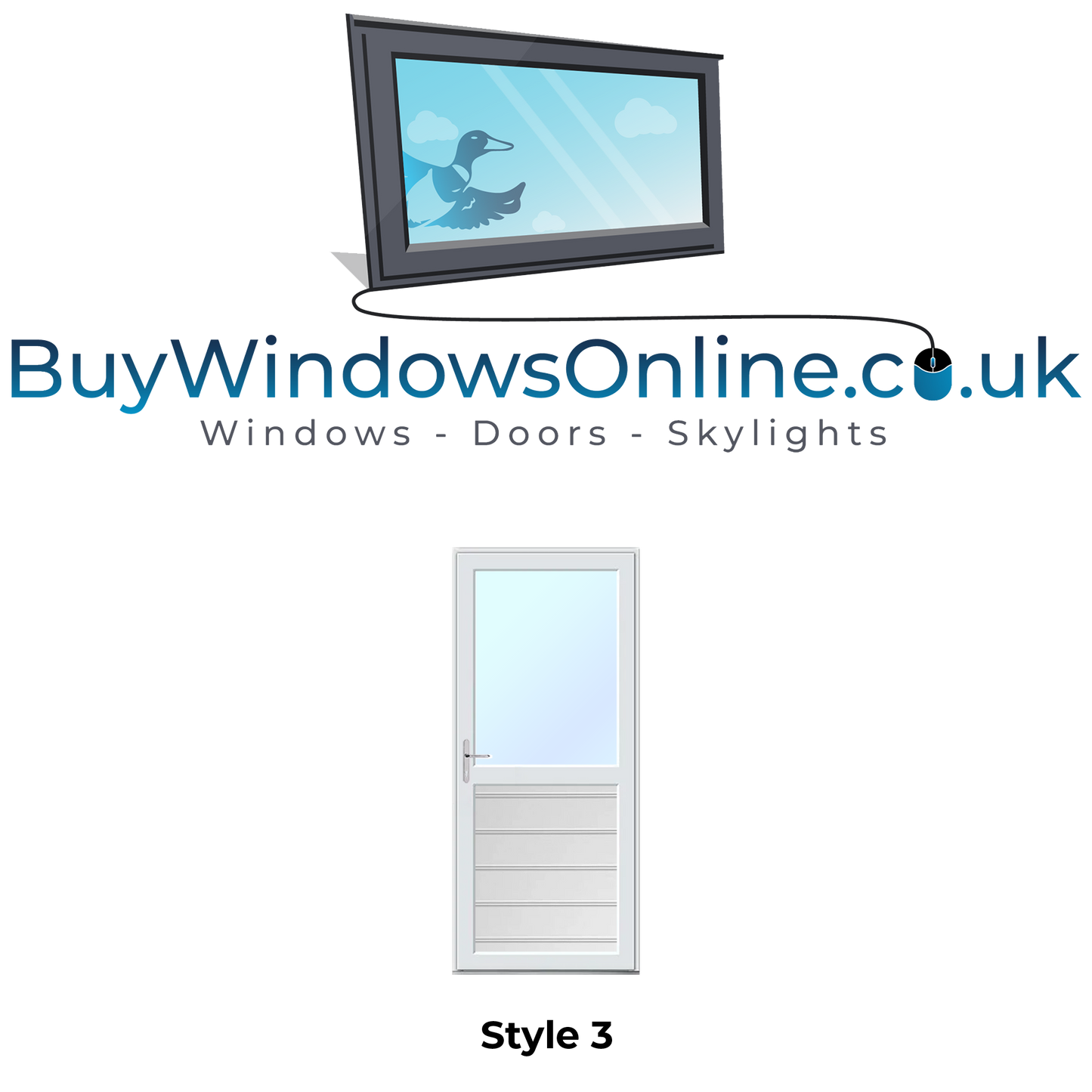 Static Caravan Upvc Doors - Style 3 - Midrail - Top Glass and Bottom Panel
