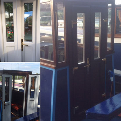 Narrowboat Doors - Double - Midrail - Top Glass and Bottom Panel
