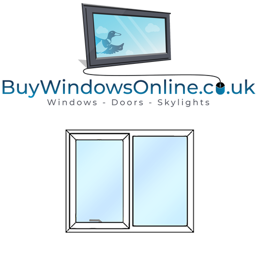 Style 8 – Opener next to Fixed – 1290mm wide x 1080mm high - White – Clear Glass – Slimline Odd Leg Window