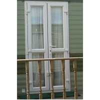 Static Caravan Doors - Double - Midrail - Top Glass and Bottom Glass