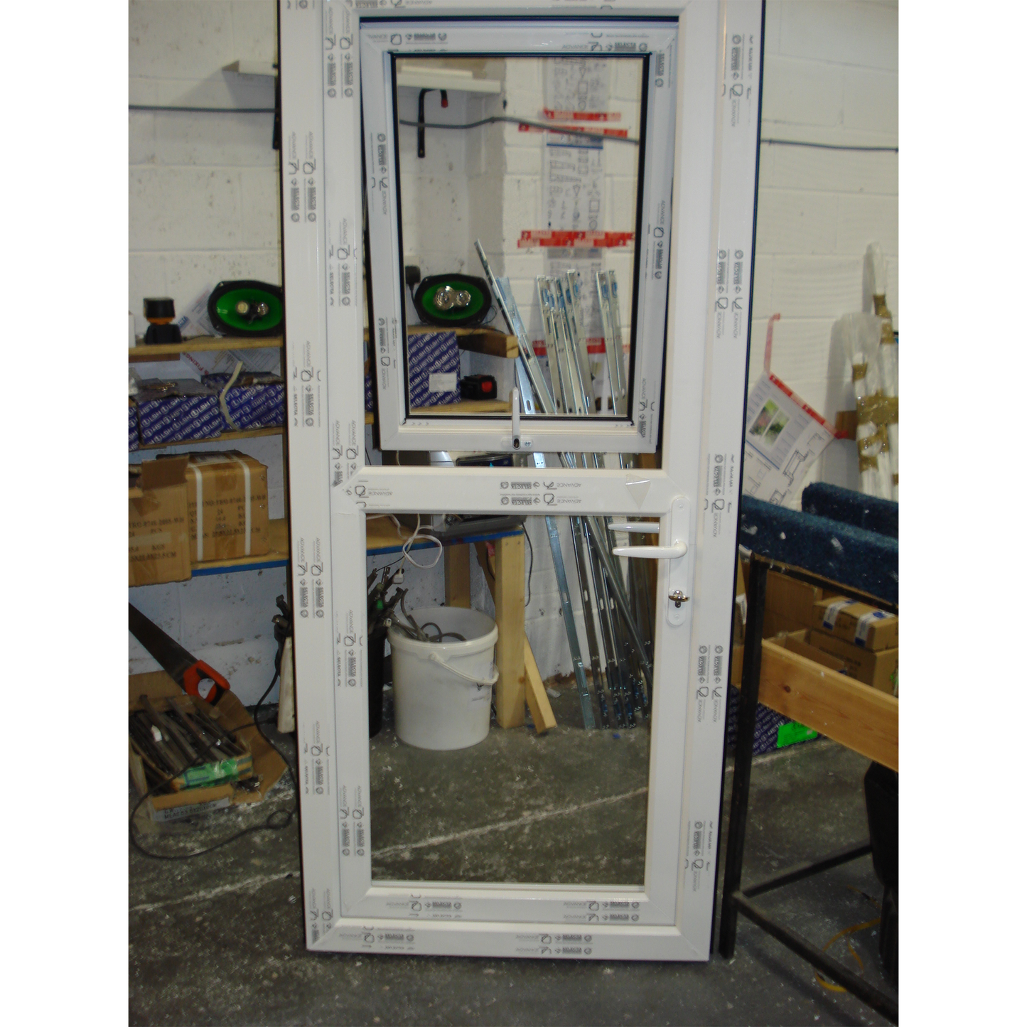 Shed Upvc Stable Doors - Style 10 - Midrail - Top Glass and Bottom Panel