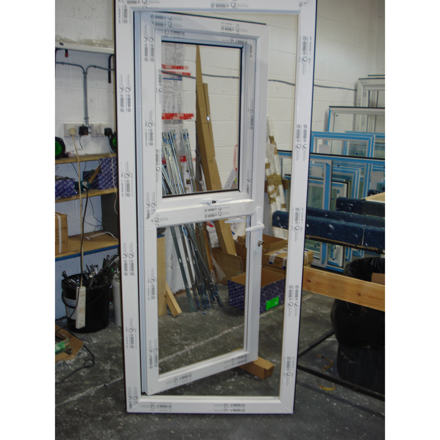 Shed Upvc Stable Doors - Style 10 - Midrail - Top Glass and Bottom Panel